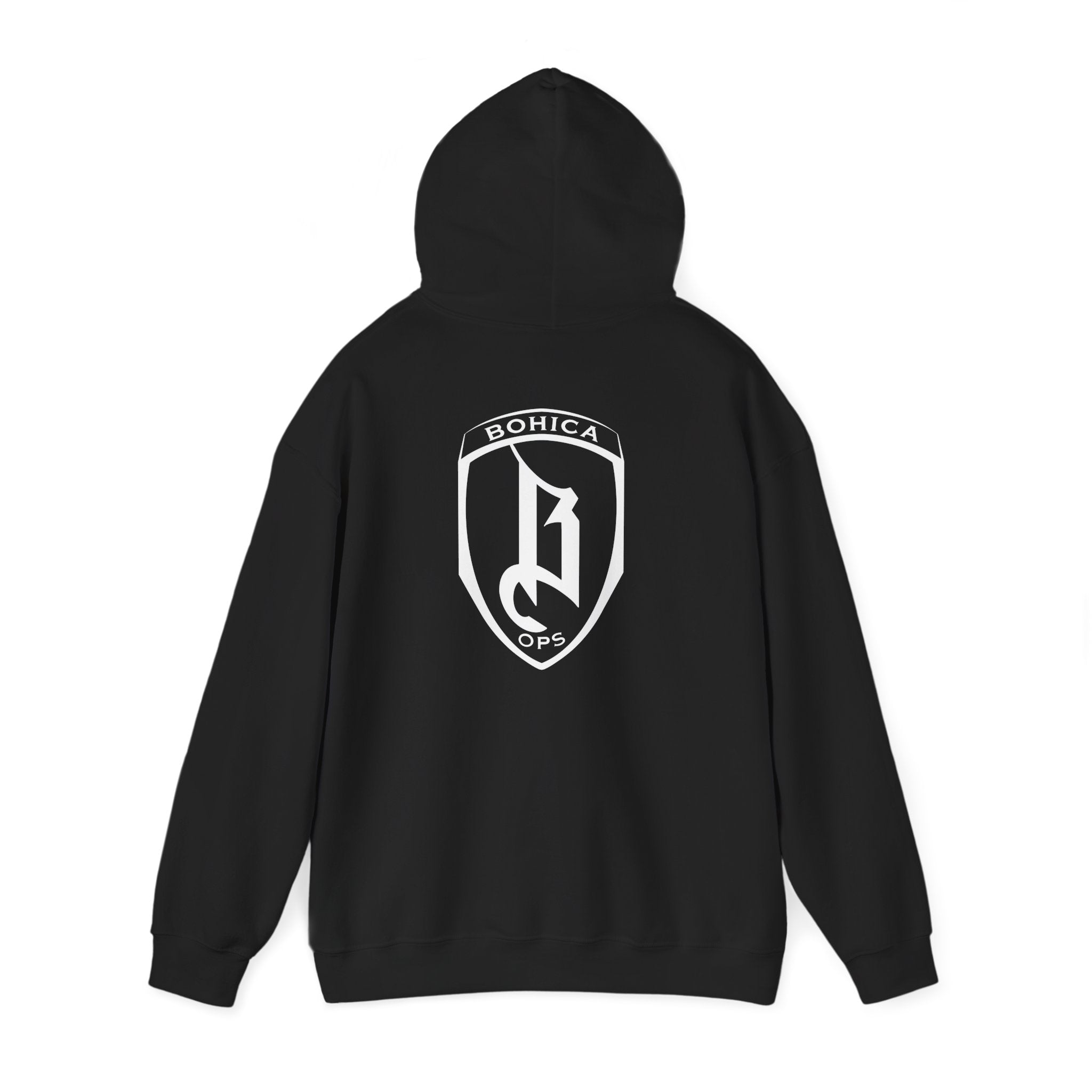 BOHICA OPS Gothic Logo Hoodie — Black Streetwear Pullover