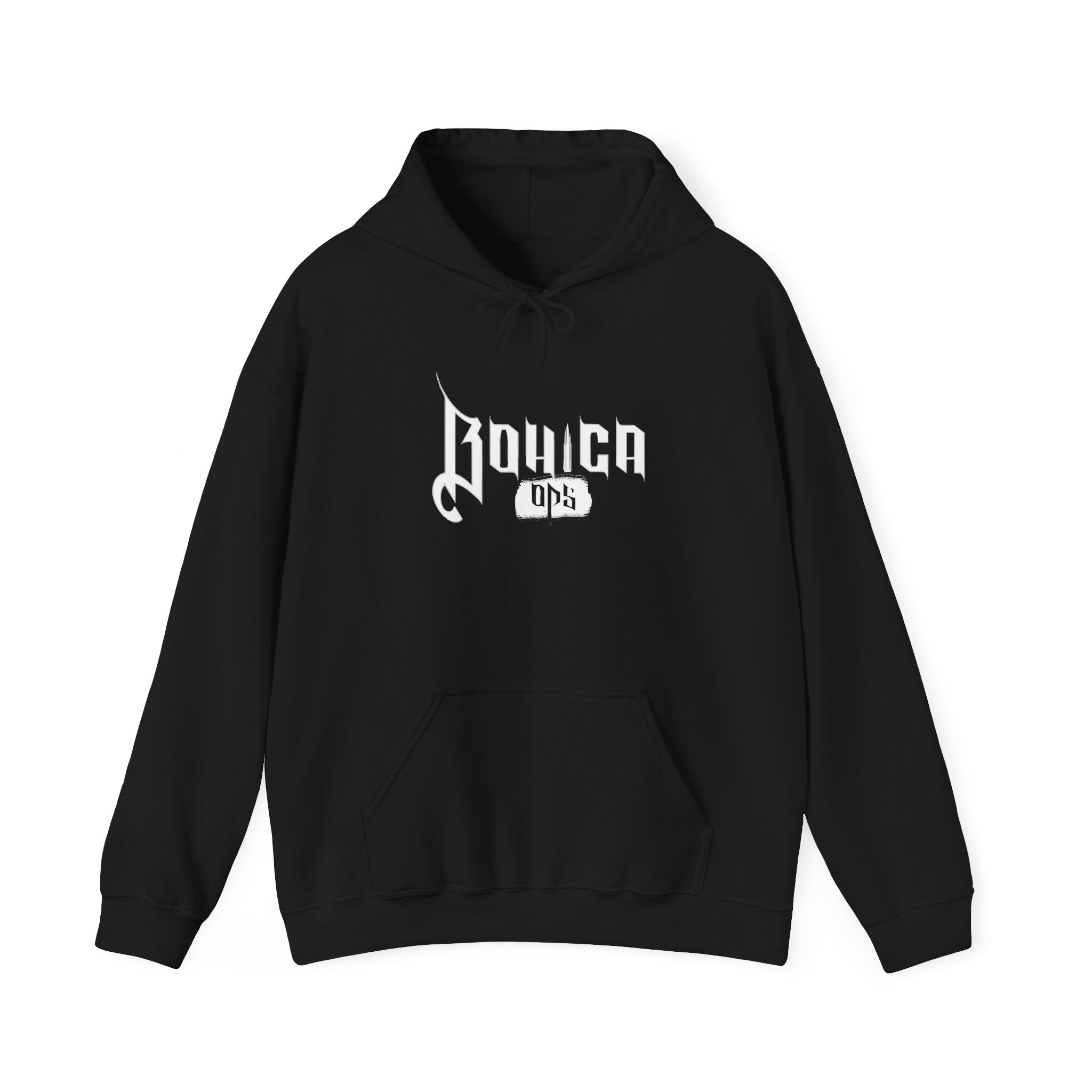 BOHICA OPS Gothic Logo Hoodie — Black Streetwear Pullover